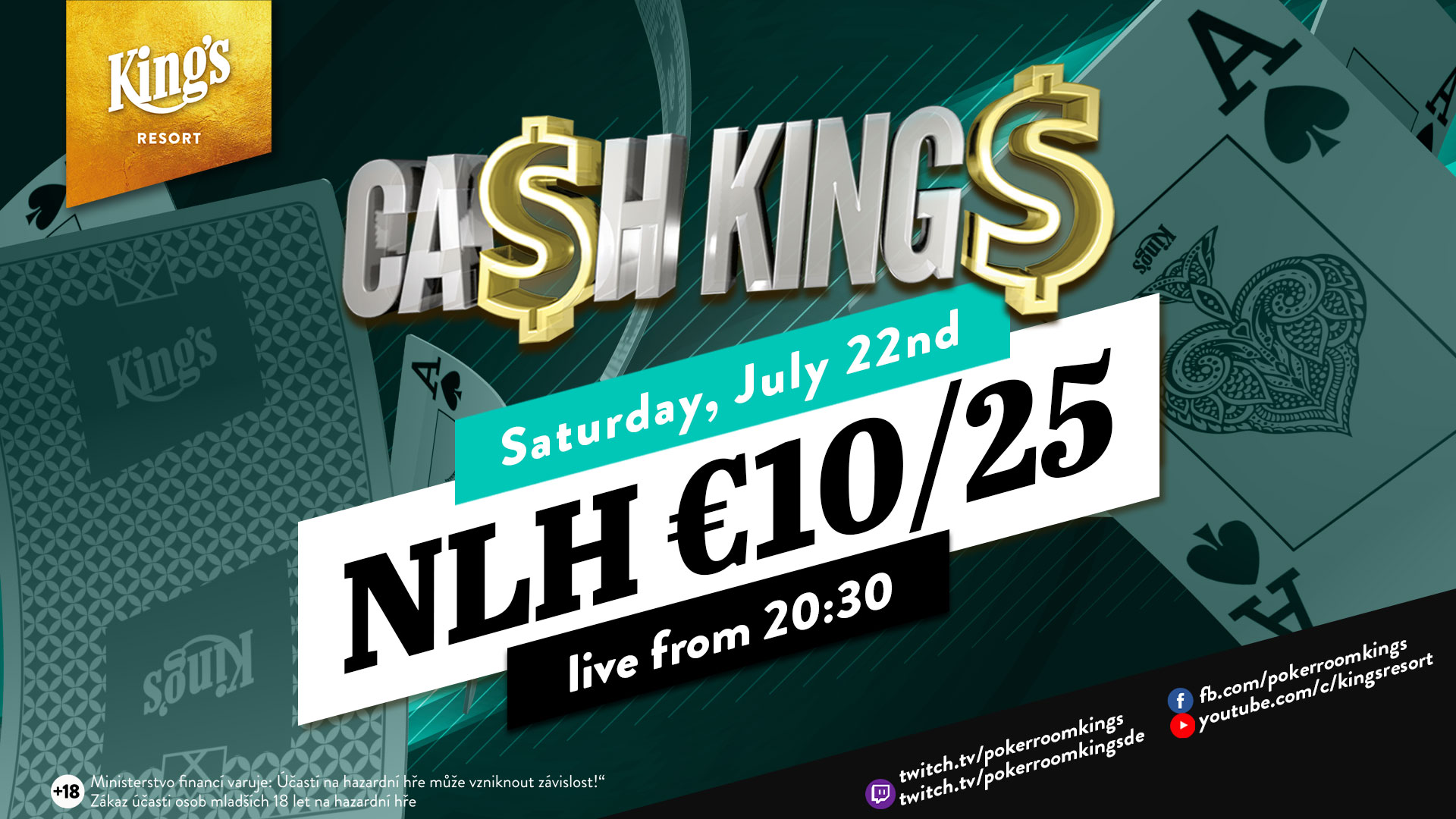 Canlı yayın |  Ca$h King$ Emil’in Oyunu € 10/25 NLH @ King’s Resort Rozvadov