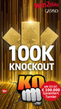 Online Poker |  win2day immediately receives the 100,000 knockout